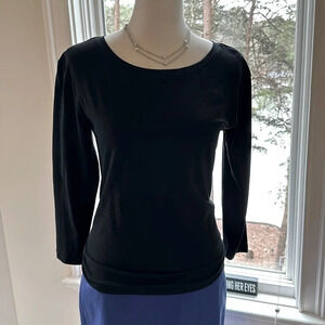 NWOT J Crew Black Knotted (back) Top, Size Small